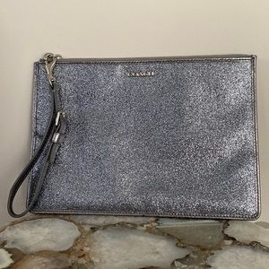 Coach wristlet, metallic silver